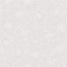 Pearl Textured Large Linework Floral Wallpaper