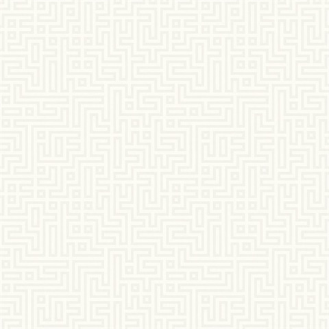 Pearl & White Textured Greek Key Wallpaper