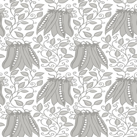 Peas in a Pod Light Grey Garden Wallpaper