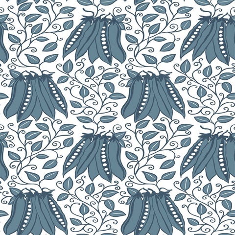 Peas in a Pod Teal Garden Wallpaper