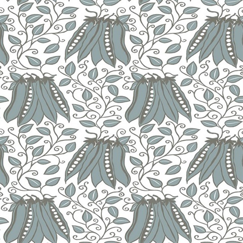Peas in a Pod Turquoise Garden Wallpaper