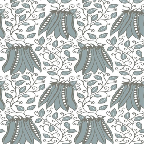 Peas in a Pod Turquoise Garden Wallpaper