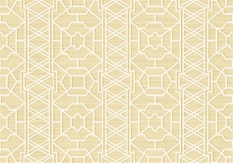 Pei Ling Geometric Lattice Gold Sisal Wallpaper