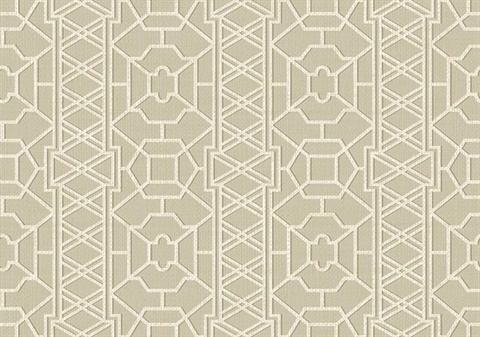 Pei Ling Geometric Lattice Taupe Raffia Wallpaper
