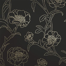 Peonies Black &amp; Gold Peel and Stick Wallpaper