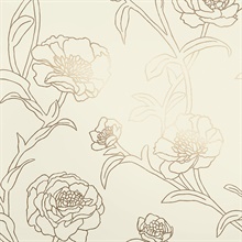 Peonies Gold Leaf Peel and Stick Wallpaper
