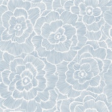 Periwinkle Blue Large Abstract Textured Flower Wallpaper