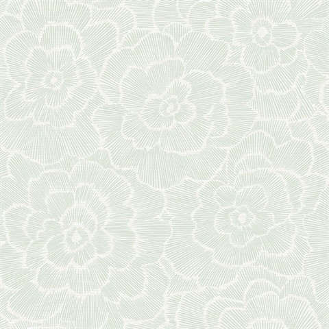 Periwinkle Green Textured Floral Wallpaper