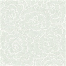 Periwinkle Green Textured Floral Wallpaper