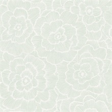 Periwinkle Green Textured Floral Wallpaper