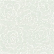 Periwinkle Light Green Large Abstract Textured Flower Wallpaper