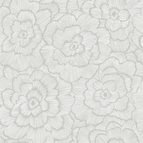 Periwinkle Light Taupe Textured Floral Wallpaper