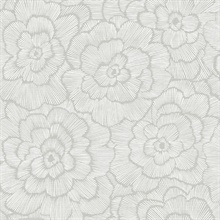 Periwinkle Light Taupe Textured Floral Wallpaper