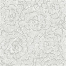 Periwinkle Light Taupe Textured Floral Wallpaper