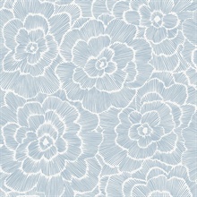 Periwinkle Sky Blue Textured Floral Wallpaper
