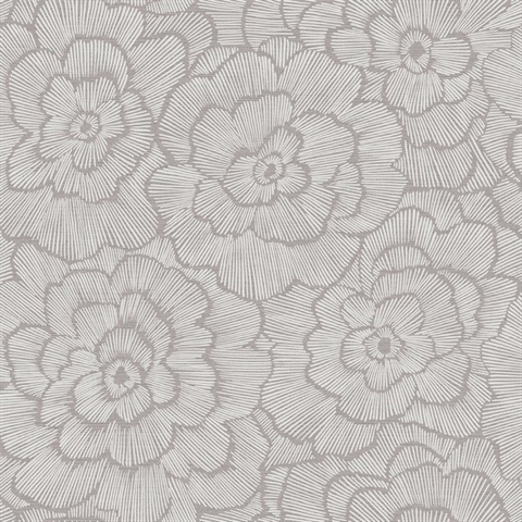 Periwinkle Sterling Large Abstract Textured Flower Wallpaper