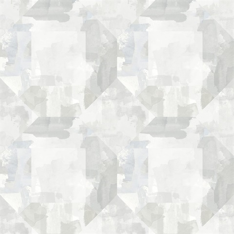 Perrin Light Grey Gem Geometric Watercolor Wallpaper