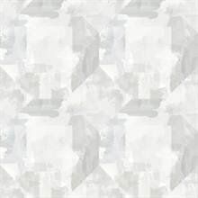 Perrin Light Grey Gem Geometric Watercolor Wallpaper