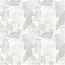 Perrin Light Grey Gem Geometric Watercolor Wallpaper