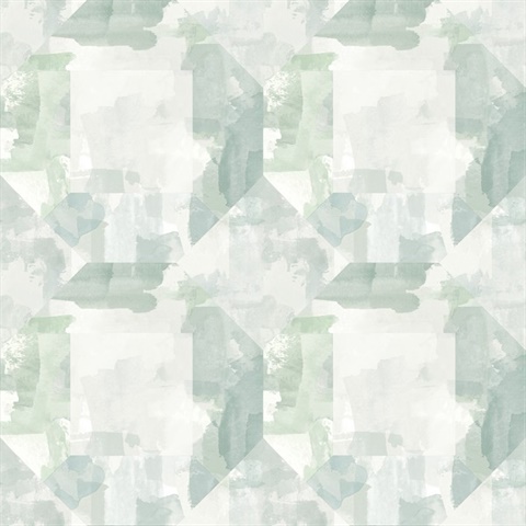 Perrin Sea Green Gem Geometric Watercolor Wallpaper
