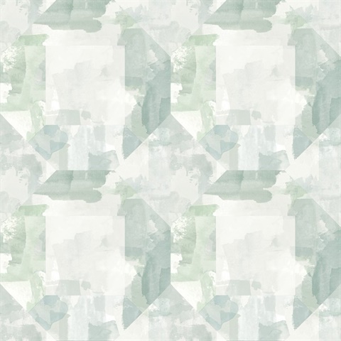 Perrin Sea Green Gem Geometric Watercolor Wallpaper