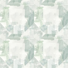 Perrin Sea Green Gem Geometric Watercolor Wallpaper