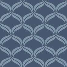 Petals Blue Ogee Wallpaper