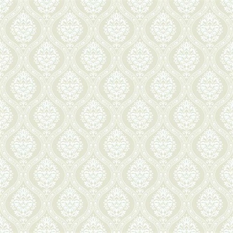 Petite Ogee Wallpaper Beige Damask Wallpaper