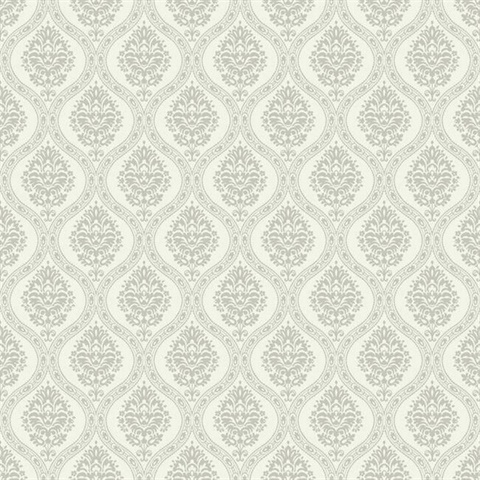 Petite Ogee Wallpaper Light Taupe Damask Wallpaper