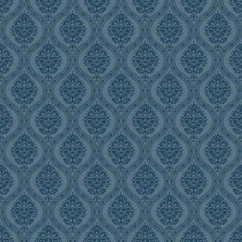 Petite Ogee Wallpaper Navy Blue Damask Wallpaper