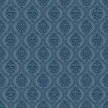 Petite Ogee Wallpaper Navy Blue Damask Wallpaper