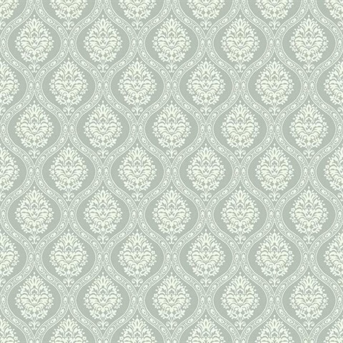 Petite Ogee Wallpaper Sage Damask Wallpaper