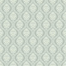 Petite Ogee Wallpaper Sage Damask Wallpaper