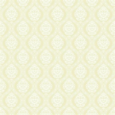 Petite Ogee Wallpaper Yellow Damask Wallpaper