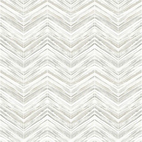 White & Light Grey Petite Watercolor Geometric Chevron Wallpaper