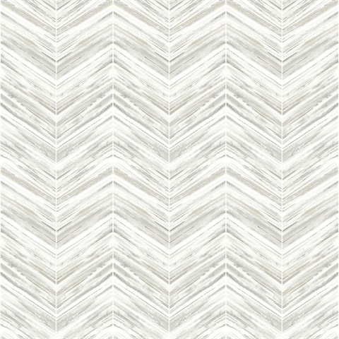 White & Light Grey Petite Watercolor Geometric Chevron Wallpaper