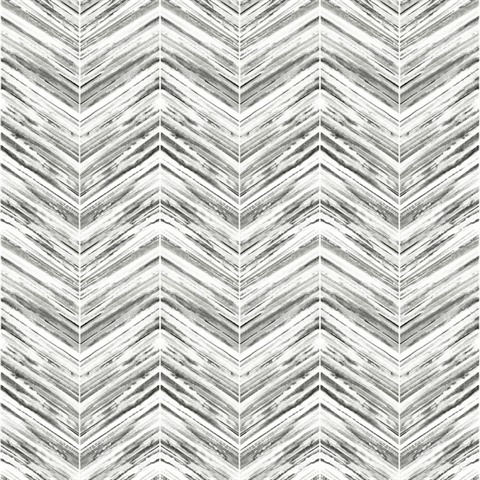 Black & White Petite Watercolor Geometric Chevron Wallpaper