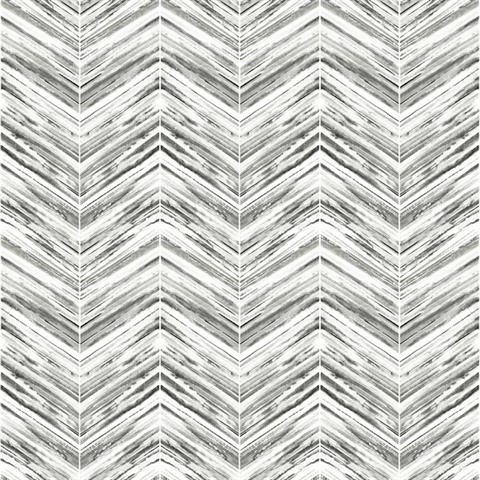 Black & White Petite Watercolor Geometric Chevron Wallpaper