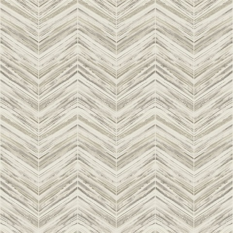 Taupe & Grey Petite Watercolor Geometric Chevron Wallpaper