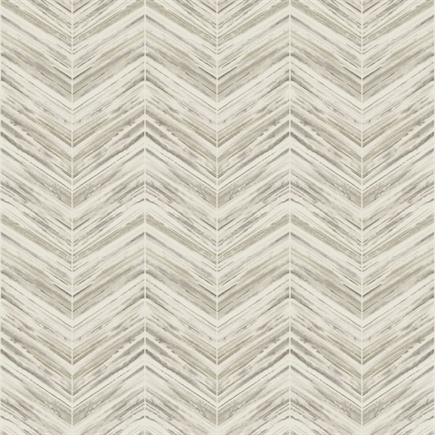 Taupe & Grey Petite Watercolor Geometric Chevron Wallpaper