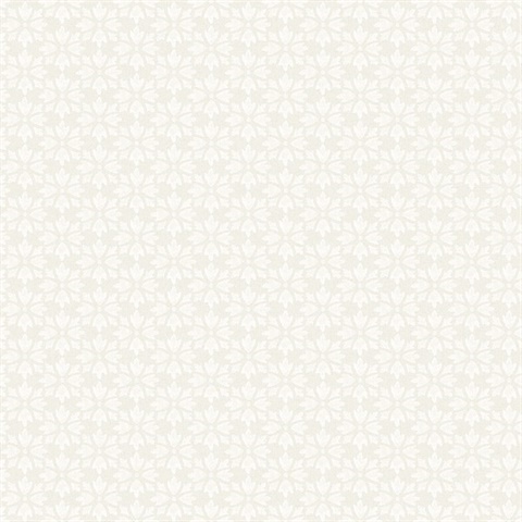 Phlox Beige Floral Stamp Wallpaper