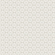 Phlox Grey Floral Stamp Wallpaper
