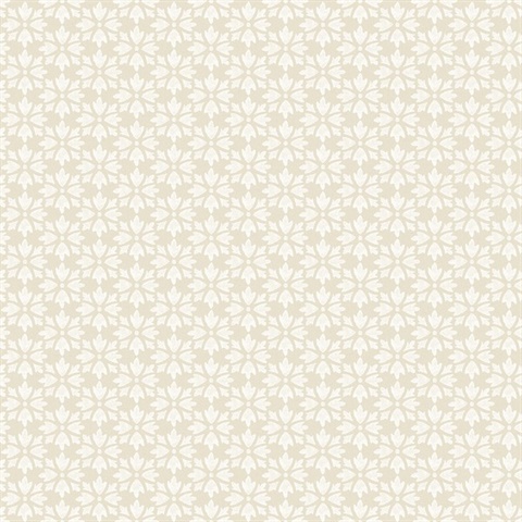 Phlox Khaki Floral Stamp Wallpaper