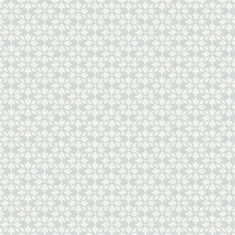 Phlox Light Blue Floral Stamp Wallpaper
