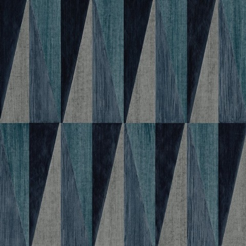 Pieced Diamonds Geometric Denim Blue Peel and Stick Wallpaper