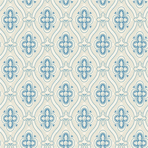 Pigkammaren Blue Ogee Wallpaper