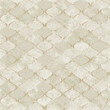 Pilak Gold Textured Foil Ogee Tile Wallpaper