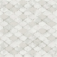 Pilak Silver Textured Foil Ogee Tile Wallpaper