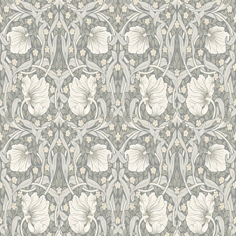 Pimpernel Floral Floral Alloy Grey & Alabaster Peel and Stick Wallpape