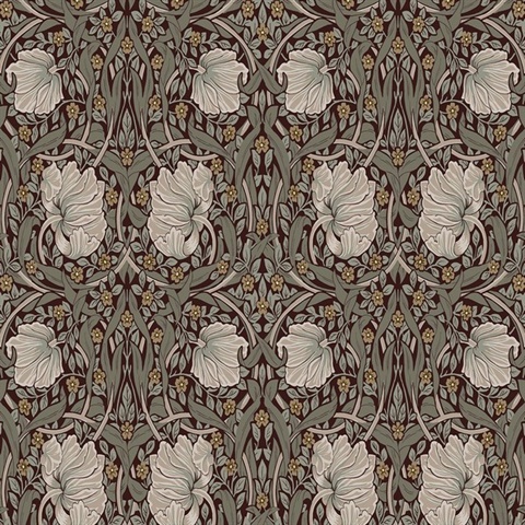 Pimpernel Floral Floral Auburn & Eucalyptus Peel and Stick Wallpaper
